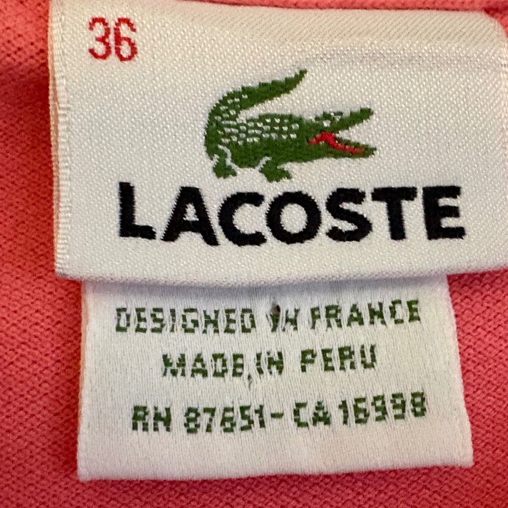 Lacoste Womens Coral Pink Stretch Pique Short Sleeve Polo Shirt 4811L Size 36 - Picture 4 of 5